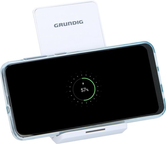 Grundig Draadloze Telefoonoplader - Oplaadstation - voor Smartphone - Slank Design - Wit