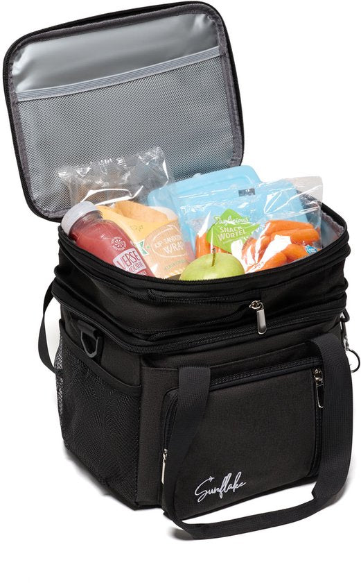 Koeltas Lunch - Koeltasje Klein - 15 Liter Lunchtas Volwassen - Lunch Bag voor Dames & Heren - Zwart - Sunflake
