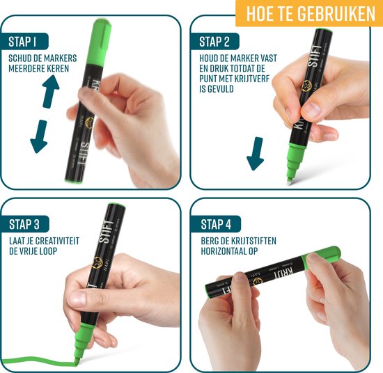 NAPI 12 Raamstiften - Afwasbaar - Krijtstiften voor Krijtbord & Raam - Omkeerbare Punt 3-6mm - Whiteboard Stiften - Whiteboardmarkers - Krijtstift Markers - Glasstiften - Krijtmarker - Porselein - Glas - 12 Kleuren
