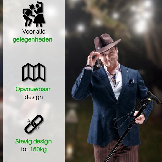 Travelhawk Wandelstok - Verstelbaar en Opvouwbaar - Blauw - Incl. Opbergtas - loopstok Ouderen
