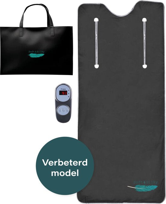 Soft & Silky Infrarood Warmtedeken – 2 Warmtezones – 1 Uur Timer – 600W – 200 x 85 cm – Zwart
