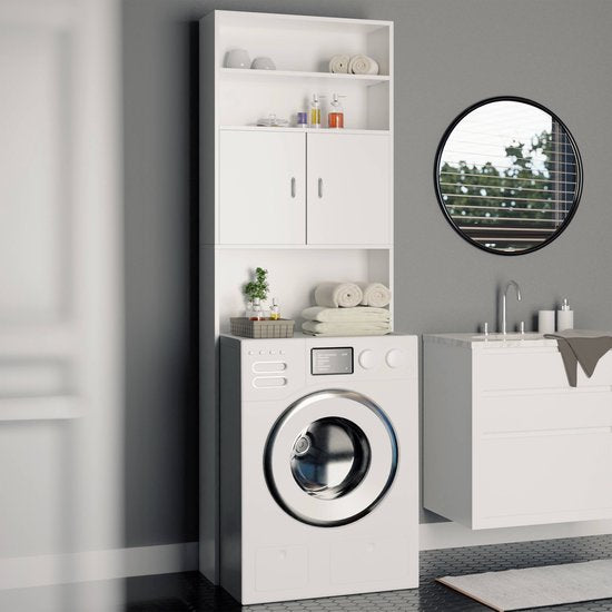 Casaria Wasmachine Kastje - 2 deuren 185x63x20cm - wit