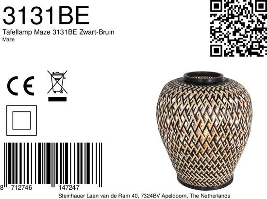 Steinhauer tafellamp Maze - naturel - metaal - 30 cm - E27 fitting - 3131BE