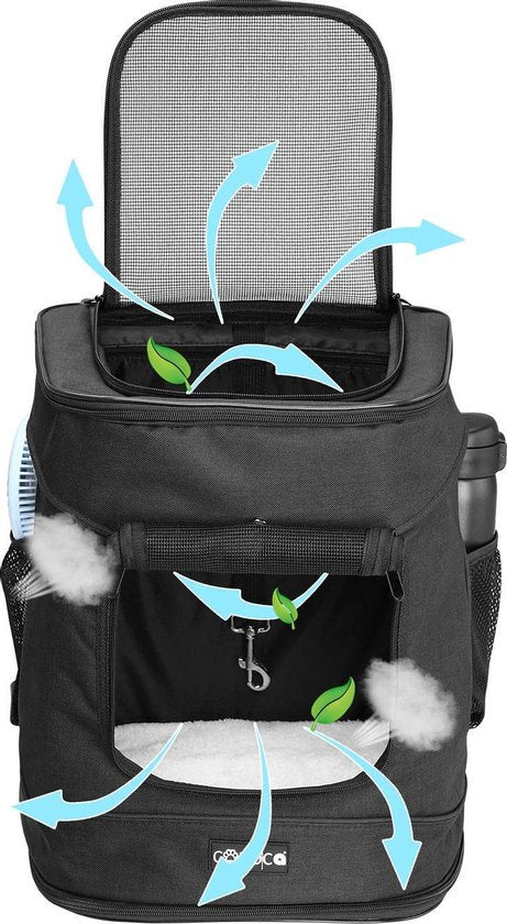 Cadoca Hondenrugzak - tot 12kg Draagcomfort Verstelbaar - Zwart