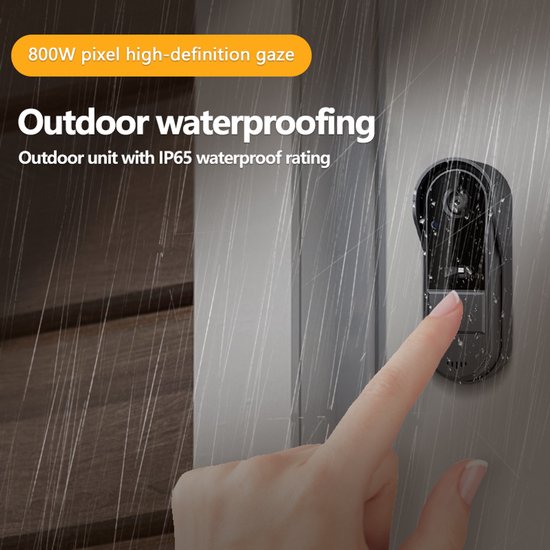 Fuegobird Draadloze Deurbelsets - Slimme Video Doorbell - met 4.3 inch display - IP65 waterdicht - HD-camera met 170° groothoek en nachtzicht - met 32G geheugenkaart - Zwart