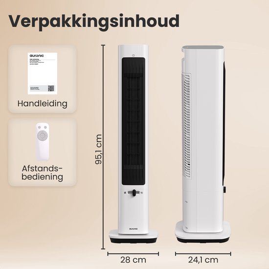 Auronic Elektrische Kachel - Keramische Kachel - Toren Kachel - 2200W Heater - Wit