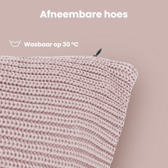 Auronic Warmtekussen - Gebreid - 45x45 CM - Draadloos Warmtekussen - Oplaadbaar - Elektrisch kussen - Infrarood - Roze