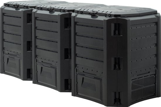 Deuba Composteerder 1200L - 198x72x83cm – Weerbestendig Zwart