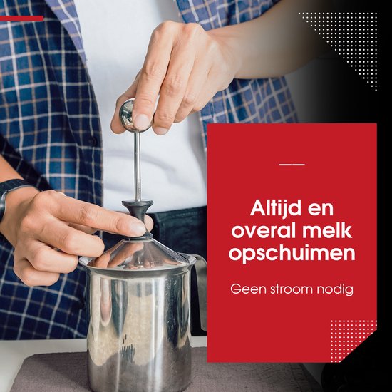 HGMD Melkopschuimer Handmatig - 400ml - RVS - Melkklopper - Melkkan - Barista - Vaatwasserbestendig
