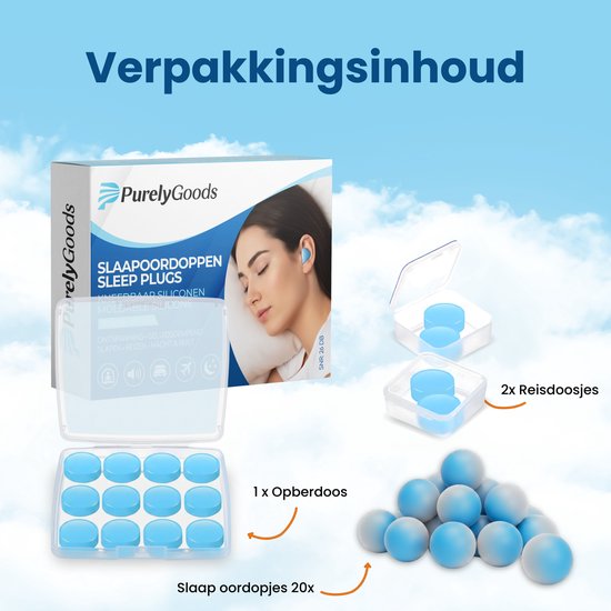 PurelyGoods® Slaap Oordopjes - 20 Siliconen Slaapoordoppen - Anti Snurk - Zijslapers