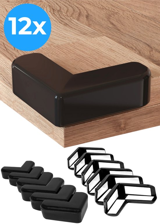 Nuvance - Hoekbeschermer - 12 stuks - Sterke Stootrand - Hoekbeschermers voor Tafel - Tafelhoek beschermers voor Baby en Kinderen - Transparant - Hoekbescherming - Zwart