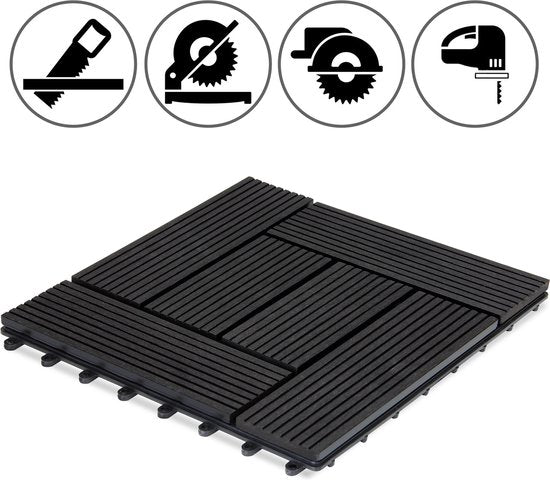 WPC Vlondertegels - Mozaïk Insteeksysteem 30x30cm - Antraciet