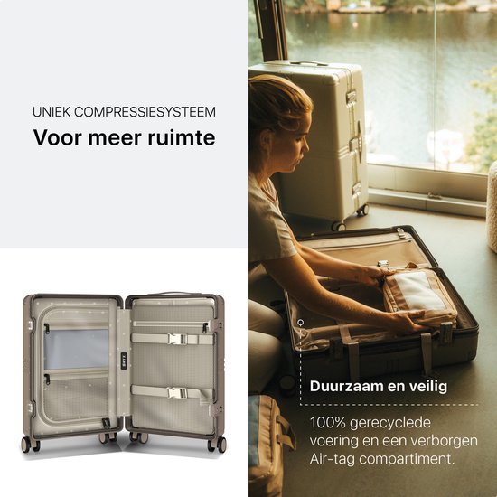 ONYX Hybrid Pro Handbagage Koffer 35 Liter - Gerecycled Polycarbonaat en Ritsloos Design - Reiskoffer met TSA slot en Spinner wielen - Lichtgewicht Trolley - Desert Clay