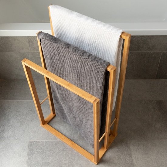 Made4Home - Handdoekrek Bamboe met 3 stangen - 40X24X82CM