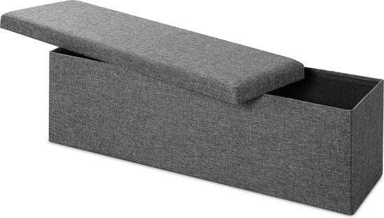 Casaria Opbergbank - 115x40x40cm Opvouwbaar 131L Stof – Grijs