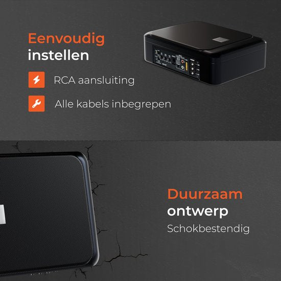 Skoov SlimBass Auto Subwoofer – Actief met Ingebouwde Versterker – 200W – Underseat – Aluminium Behuizing – Inclusief Afstandsbediening