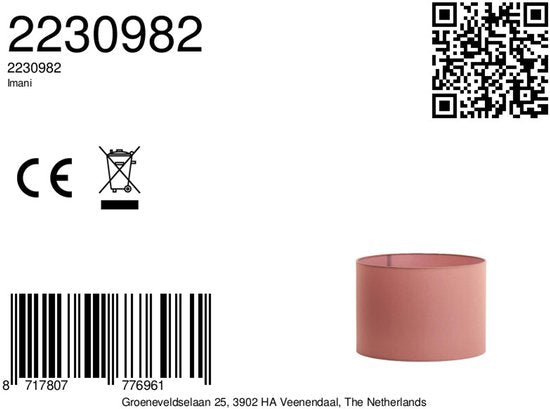Light & Living Lampenkap Imani - Roze - 30x30x21cm - Modern