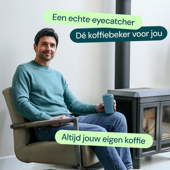 Castagnola Thermosbeker - Koffiebeker To Go - Travel Mug voor Koffie en Thee - Theebeker - 380 ML - RVS - Blauw
