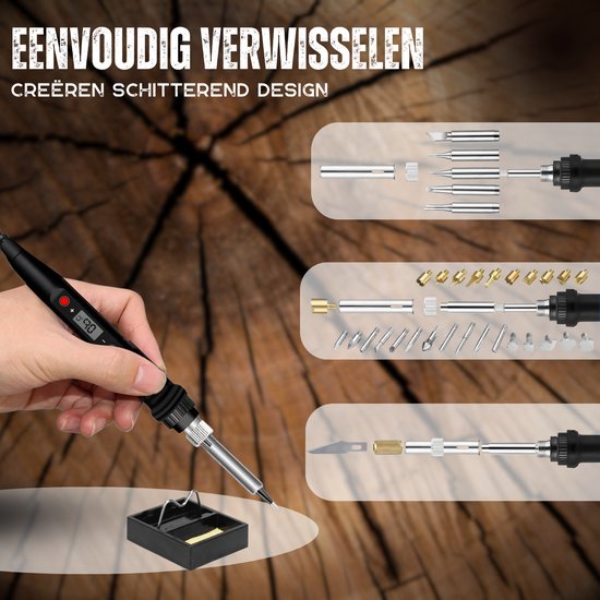 Vertrex 2-in-1 Soldeerbout en Houtbrander Set - 40-delig - Pyrografie - Soldeertin - Soldeerstation - Soldeerset