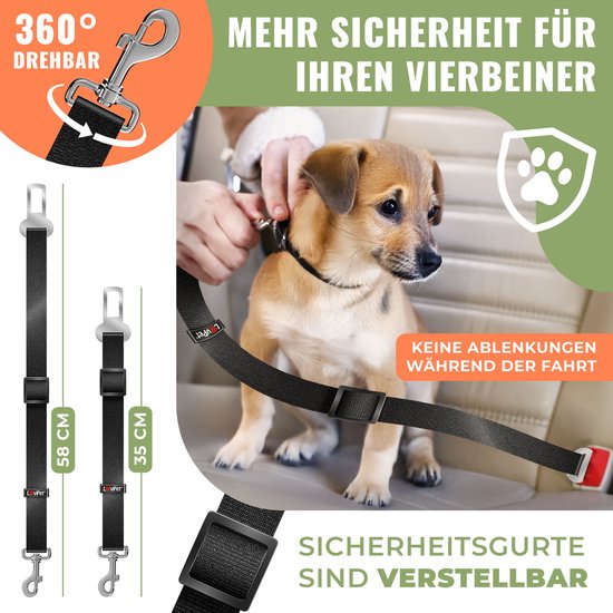 LovPet® Hondenrek Auto, Universele Auto Afscheiding, Verstelbare Breedte, Hoofdsteun Bagagerek Kofferbak Bescherming Afmetingen HxB 30 x 91-153 cm , + 2x Veiligheidsriem voor Honden - Zwart
