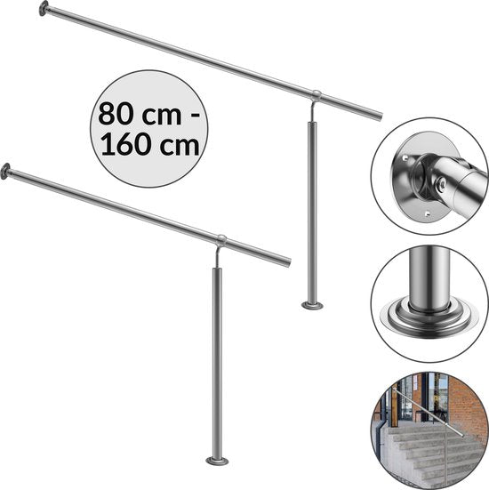 Monzana Trapleuning 150 cm – Roestvrijstaal Incl. Montagehandleiding