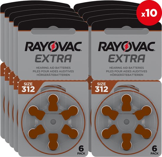 Rayovac Extra hoorbatterijen maat 312 bruin 60 pack