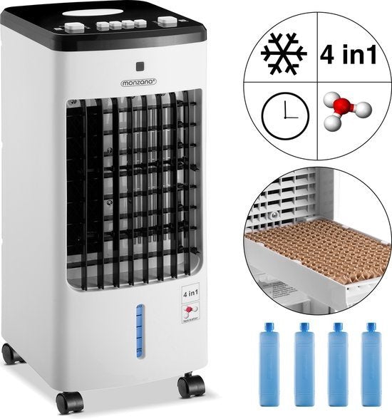 Monzana Mobiele Airco Ventilator - 4 Functies 3.5L - Wit Zwart