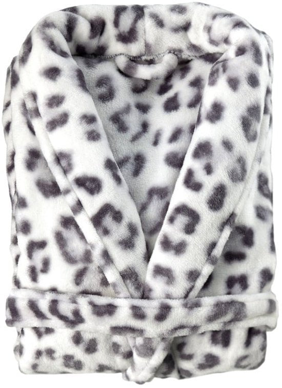 ZoHome Leopard Badjas Lang - Fleece - Maat XL - Bruin