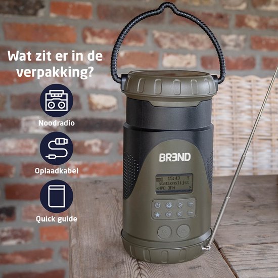 BREND BR-2245 Noodradio met Lantaarn en Afneembare Zaklamp - FM/ DAB+ Radio - Bluetooth - USB-C - Powerbank - Waterdicht - SOS-functie