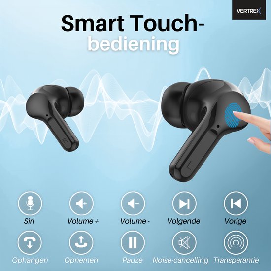 Vertrex Sounds Pro-3 Bluetooth Oordopjes met Noise Cancelling - Oortjes Draadloos - Draadloze Oordopjes