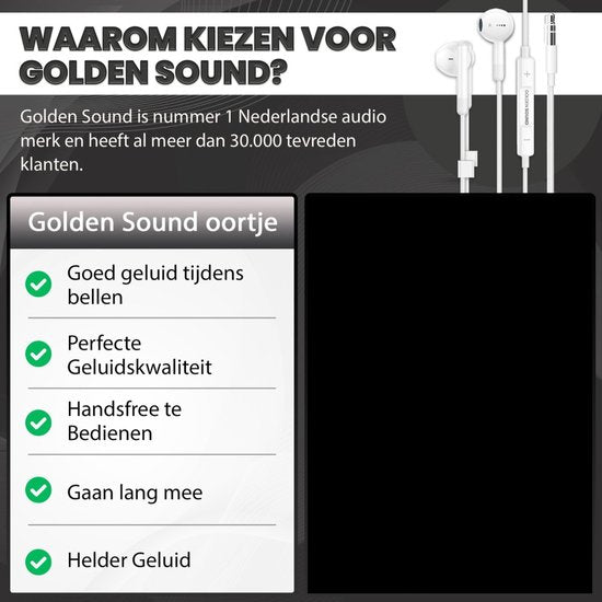 Golden Sound Bedrade Oordopjes - Oortjes met draad en microfoon - 3.5 mm jack aansluiting
