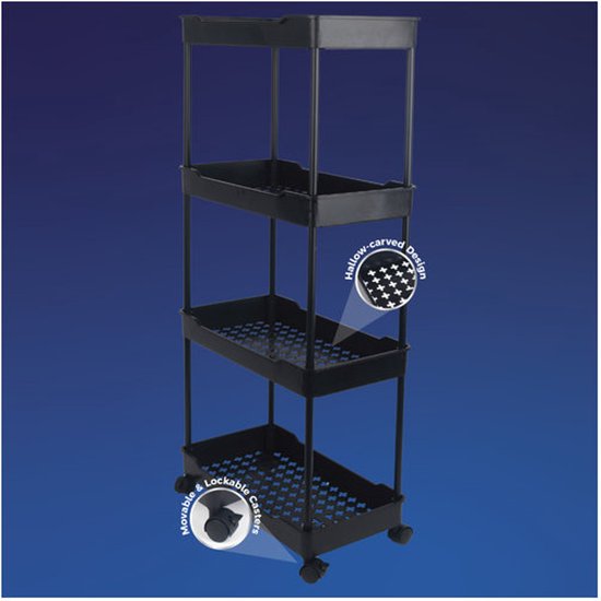 Nexxt Smalle Keukentrolley – 4 Lagen – Op Wielen – Perfect voor Kleine Ruimtes – Naast Koelkast of Badkamer