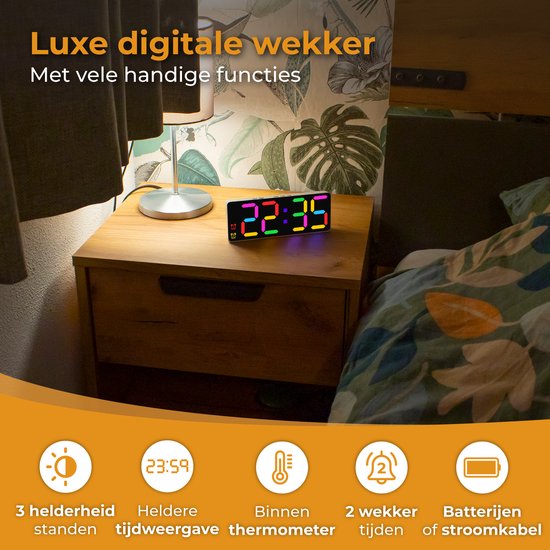 Nuvance Digitale Wekker - Digitale Klok - Wekkers voor Kinderen & Volwassenen - Reiswekker - Slaapkamer - Led Wekkers Digitaal
