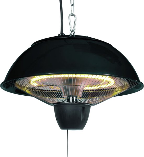 Perel Terrasverwarmer - 1500 W - halogeen plafondmontage - trekschakelaar - warmteniveau - zwart