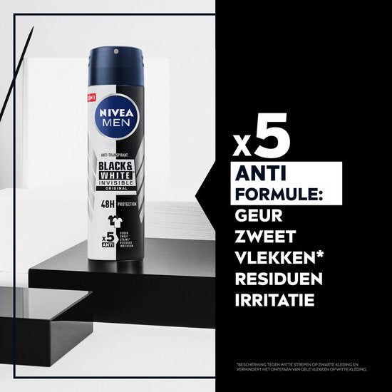 NIVEA Men Deodorant Spray Invisible for Black & White - 150 ml