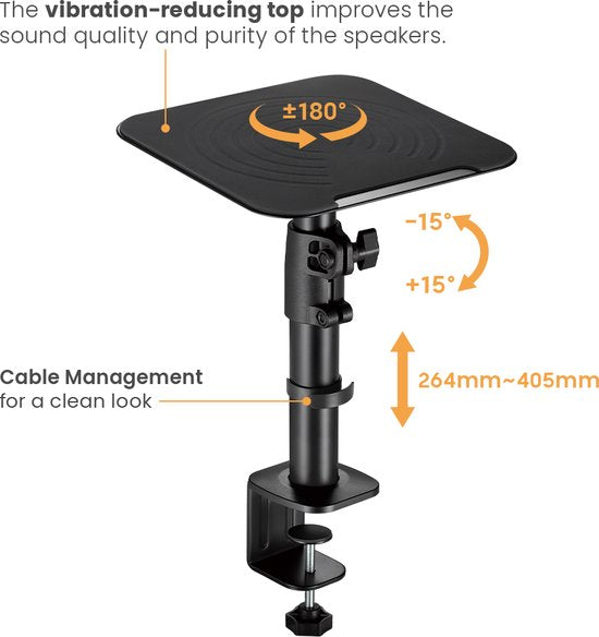 VDD Gaming - Speaker standaard - Zwart - 2 stuks - 25x25x73 cm