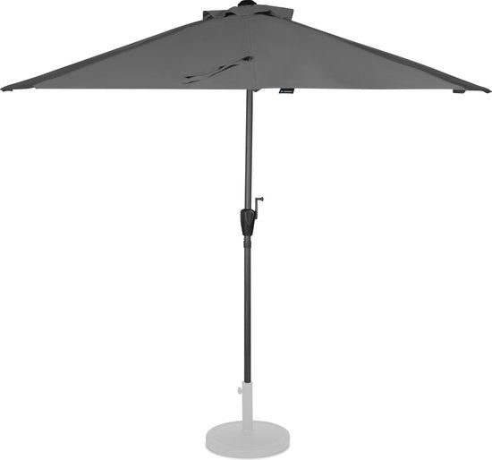 VONROC Premium Parasol Magione – Duurzaam - Halfrond 270x135cm – UV werend - Grijs – Incl. beschermhoes
