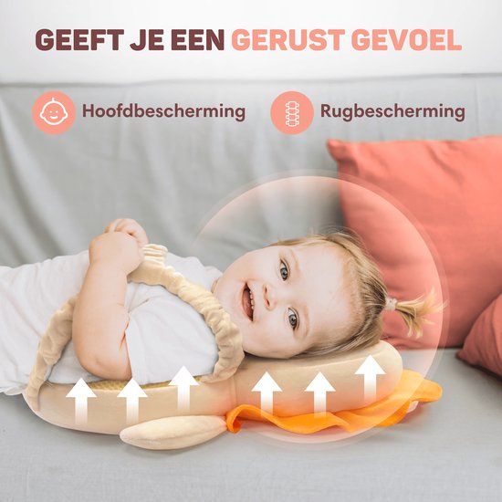 Vulpes Goods® BabyCare - Baby Hoofdbeschermer - Baby Valkussen - Baby Veiligheidskussen - Valrugzak - 3D Ademend - Veilig leren lopen - Leeuw