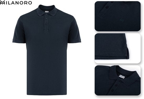 Milanoro - Elegante polo voor heren - Koningsblauw - M