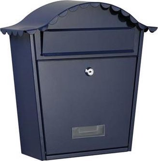 Perel Brievenbus Paris, wandmontage, met naamplaatje, incl. 2 sleutels, afmetingen (H x B x D) 37 x 26.5 x 13.2 cm, blauw