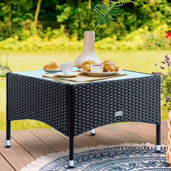 CASARIA Polyrattan Bijzettafel - Buiten 58x58x45cm - Zwart