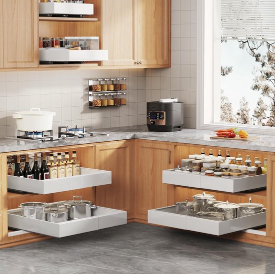 Posity Schuiflade – Keukenkast Organizer – Gootsteenkast/Lade Organizer - binnenlade keuken – Uittrekbaar en Verstelbaar (43-67 cm) – Telescopisch – Wit