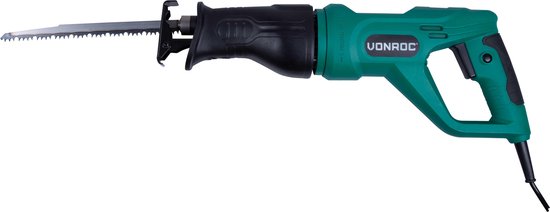 VONROC Reciprozaag – 900W – Draaibaar handvat – Incl. 3 zaagbladen voor hout & metaal