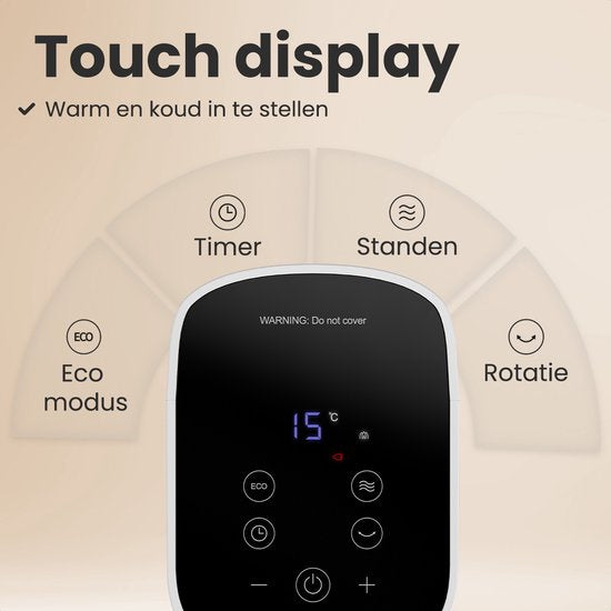 Auronic Elektrische Kachel - Keramische Kachel - Toren Kachel - 2200W Heater - Wit