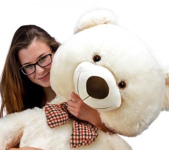Monzana Knuffelbeer XL - 100cm Staand Pluche - Crème
