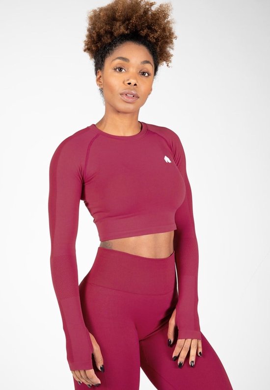 Gorilla Wear Hilton Naadloze Cropped Lange Mouwen - Fuchsia - XS/S