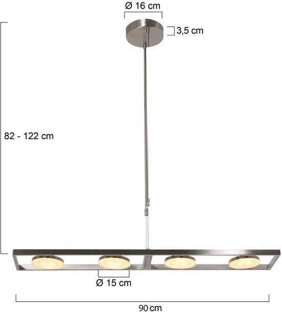 Hanglamp Soleil 3516ST Staal 4000 Lumen | Hoogte instelbaar | Steinhauer | Design en functioneel binnen verlichting