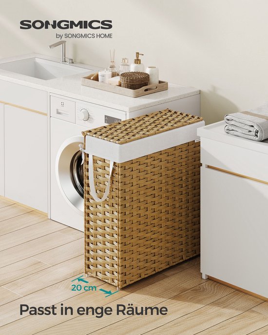 Wasmand – Grote Capaciteit – 55 l gemaakt van synthetisch rotan – Modern – Hoogwaardige Kwaliteit