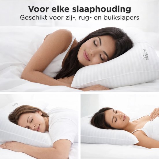 CozySense® Hoofdkussen - Set van 2 - 50x70 CM - Slaapkussen met Traagschuim - Aanpasbare Vulling & Afneembare 100% Katoenen Hoes - Pillow - Voor Zij-, Buik- en Rugslapers
