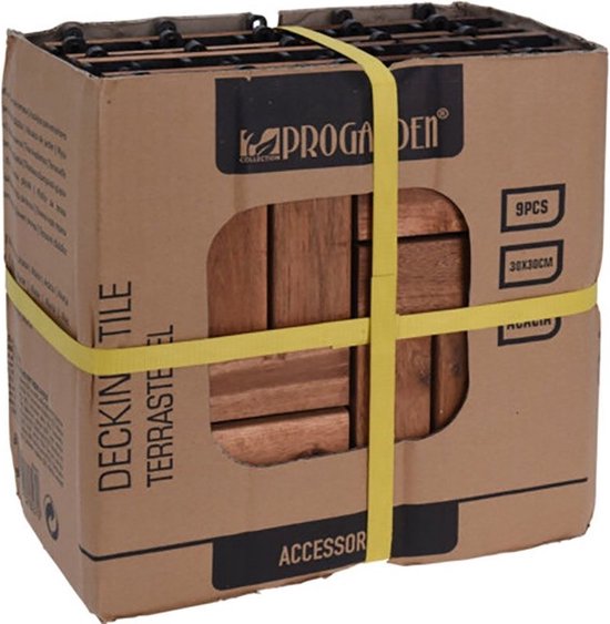 Terrastegels acaciahout set 9 stuks - 30x30cm - tuintegels